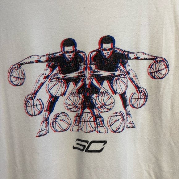 Steph Curry T-Shirt Under Armour Golden State Warriors Dribble 3D White Medium - Picture 4 of 11